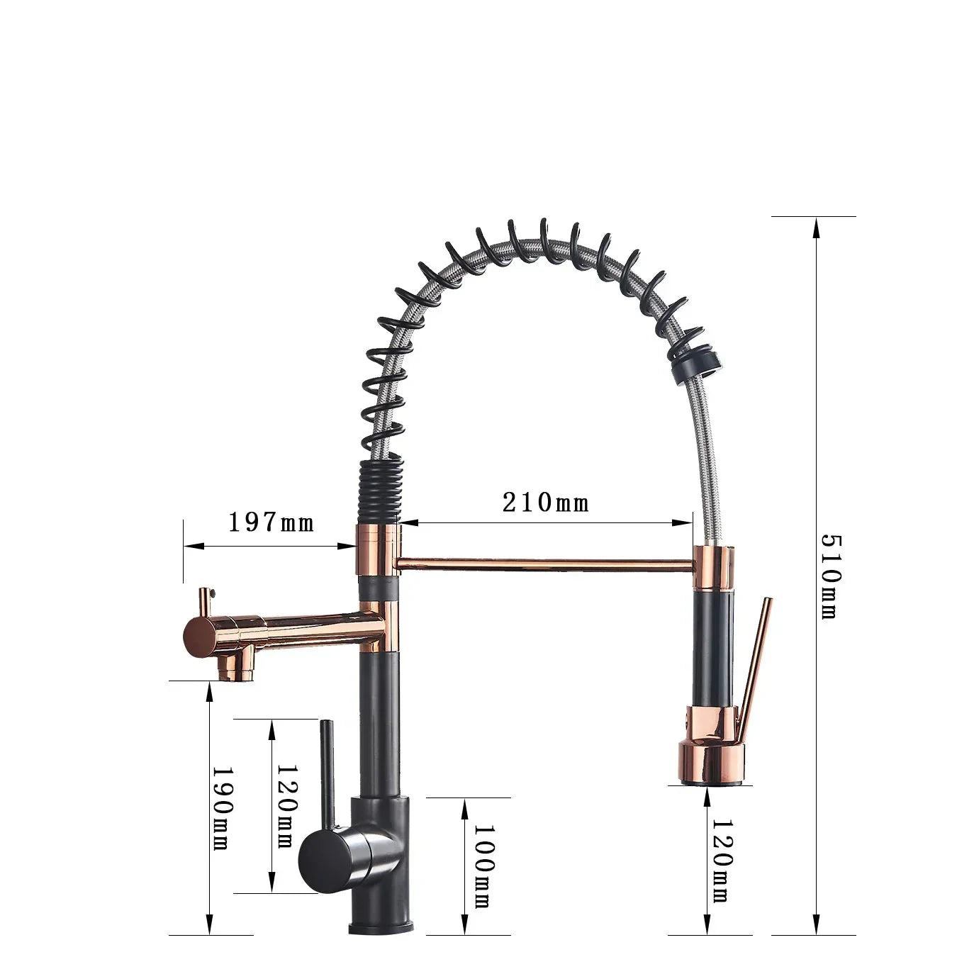 Ausziehbare Wasserhahn mit Doppeltem Auslauf – Flexibler Wasserhahn für Spülbecken, Hochdruck, Schwenkbar, Ideal für Moderne Küchen, Einfache Installation | Brehn
