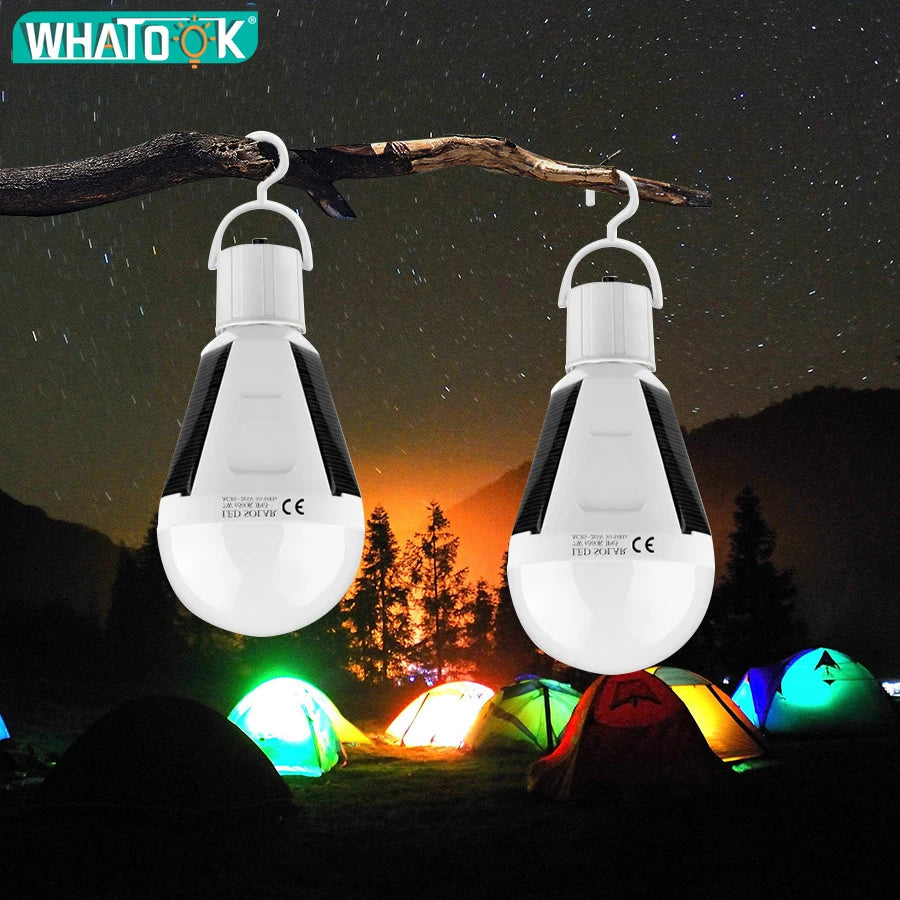 Brehn | Solonight Solar LED Glühbirne mit E27 Fassung | 7W/12W | Wiederaufladbar & Wasserdicht | Für Camping, Garten & Notlicht