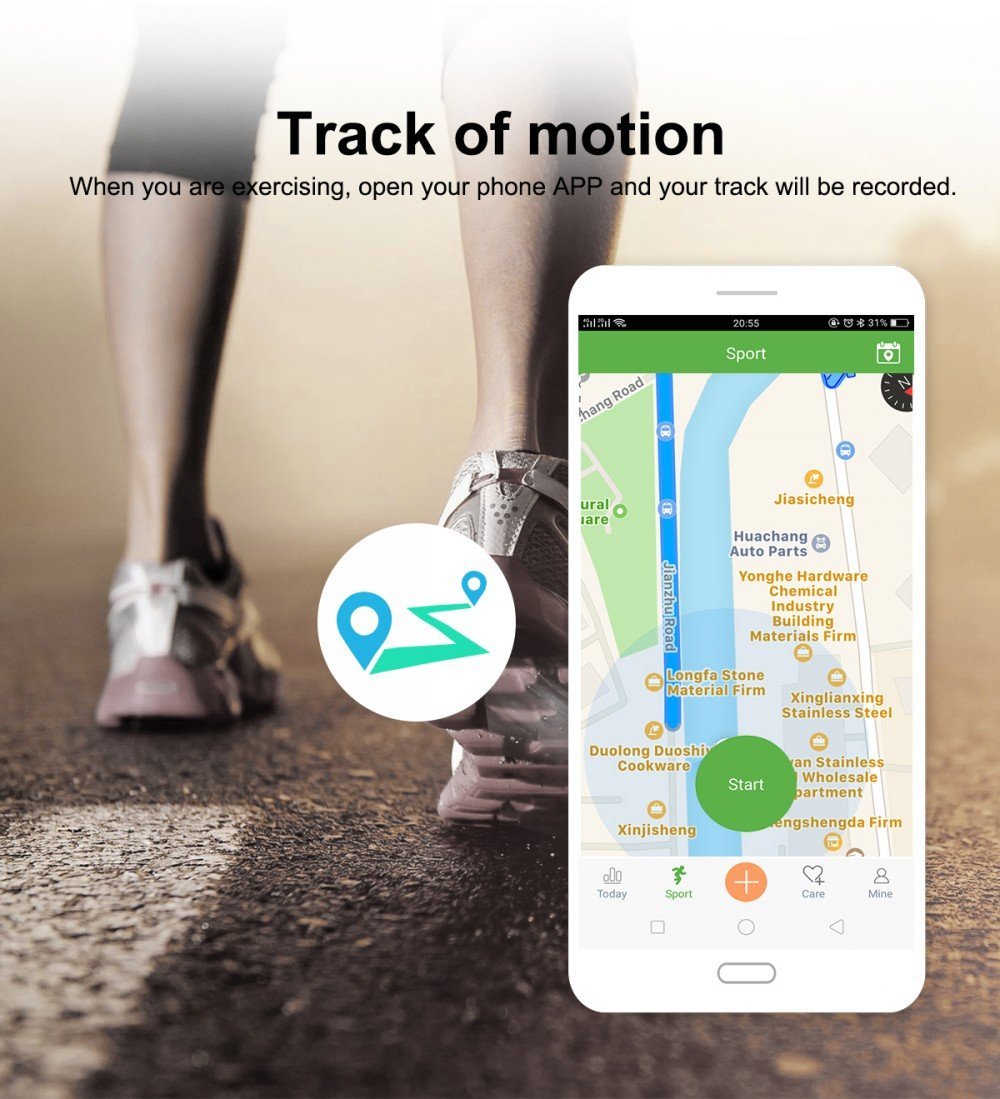 Brehn | Fitband Smartwatch wasserdicht Blutdruck Sauerstoff Herzfrequenzmonitor Sportarmband