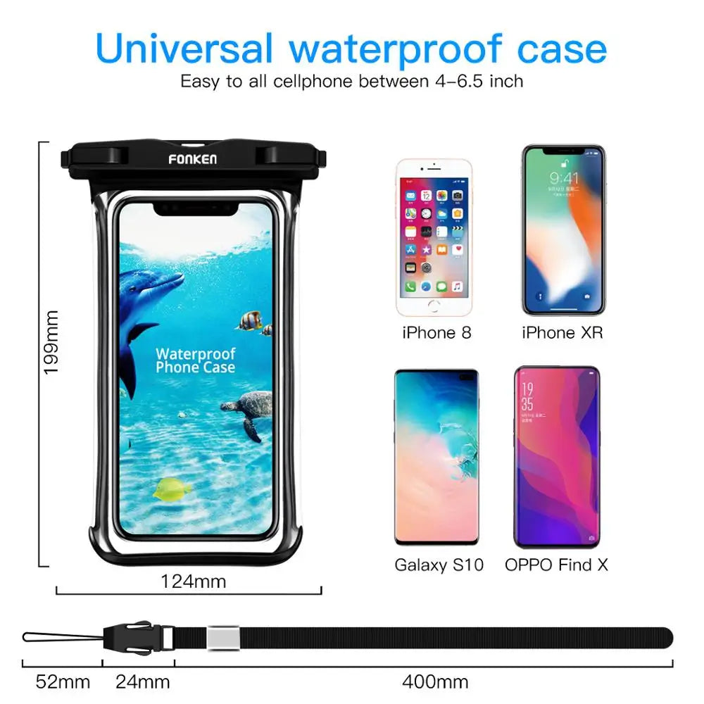 Brehn | Wasserdichte Smartphone-Hülle DryVault | Vollsicht-Design | Seitlich bedienbar | Mit Trageband
