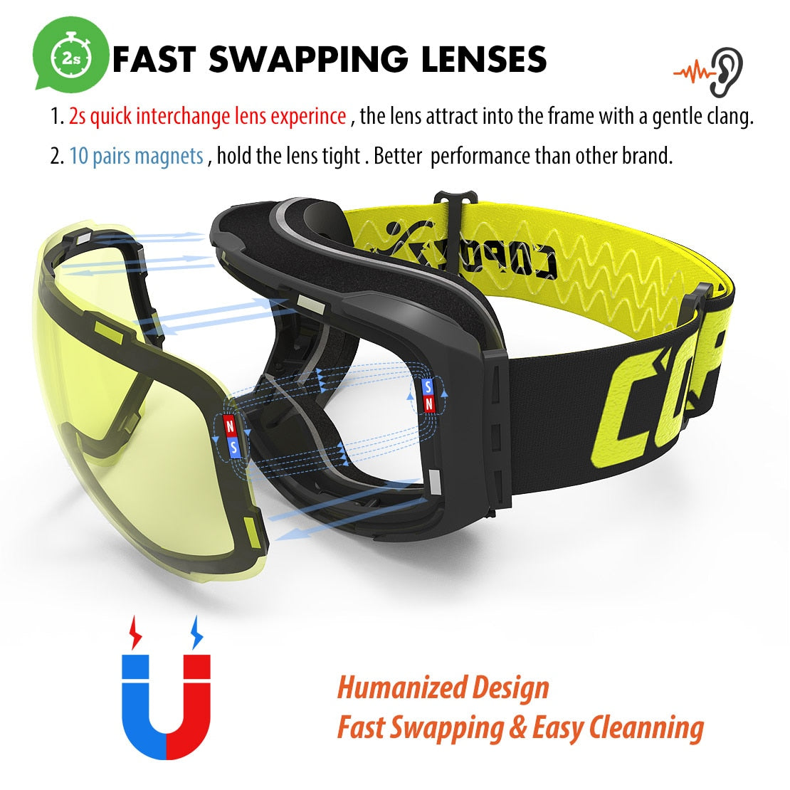 Magnetische UV-Schutz Anti-Beschlag Ski-Schutzbrille | Brehn