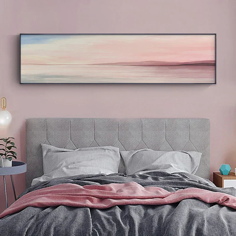 Pastellblau Rosa Lila Abstrakte Landschaft Wandkunst Feine Kunst Leinwanddrucke Breitformatbilder Für das Schlafzimmer Über dem Bett Oder Über dem Sofa | Brehn