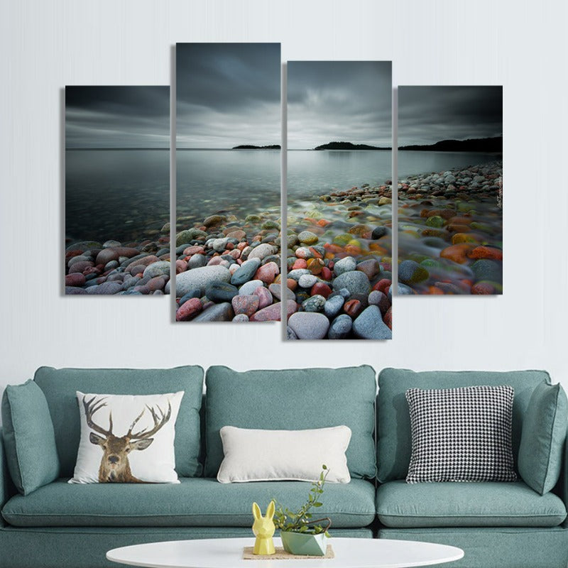 Abstract Moderne Meersteine Landschaft-Canvas Wandkunst Malerei 4 Teile