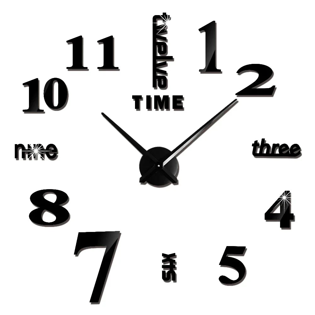 Große Wanduhr DIY 3D Selbstkleber Spiegel Acryl Wanduhr für Küche Esszimmer Wohnzimmer Kreative Wohnkultur | Brehn