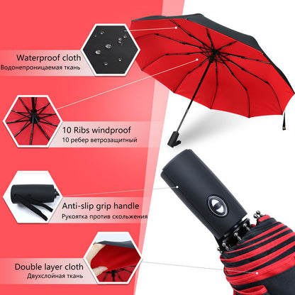 StormShield Automatik-Regenschirm – Windfester Regenschirm mit umgekehrtem Schließmechanismus