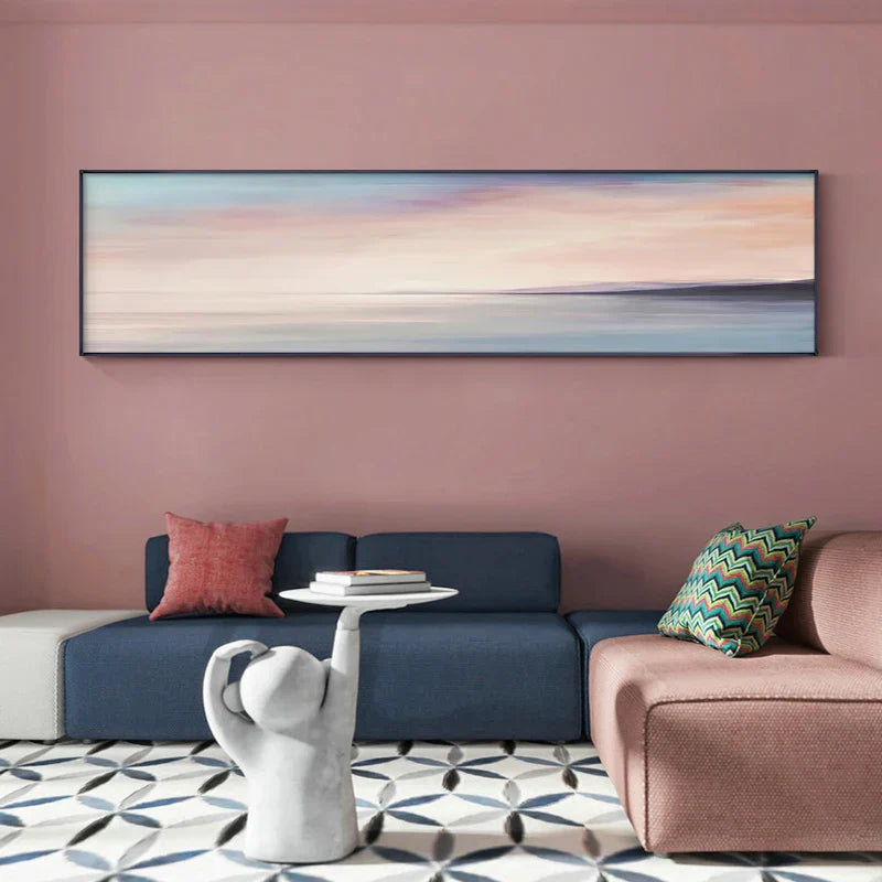 Pastellblau Rosa Lila Abstrakte Landschaft Wandkunst Feine Kunst Leinwanddrucke Breitformatbilder Für das Schlafzimmer Über dem Bett Oder Über dem Sofa | Brehn