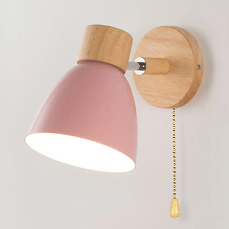 Brehn | LumoNord Macaron Wandleuchte | Holz & Metall | 90° schwenkbarer Lampenkopf | Skandinavisches Design | E27-Fassung (ohne Glühbirne)