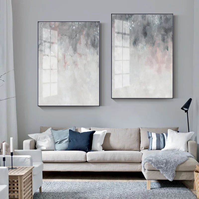 Abstracte Schattierungen von Pink Grau Minimalistische Wandkunst Feine Kunst Leinwanddrucke Bilder für moderne Wohnungen Wohnzimmer Kunst Dekor | Brehn