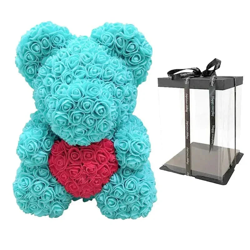 Rosen-Teddybär mit handgefertigten Schaumstoffrosen – 40 cm