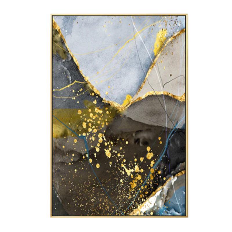 Abstrakte blaue gelbe graue Marmor Druck Wandkunst Fine Art Leinwanddrucke Bilder für moderne Wohnung Wohnzimmer Home Office Kunst Dekor