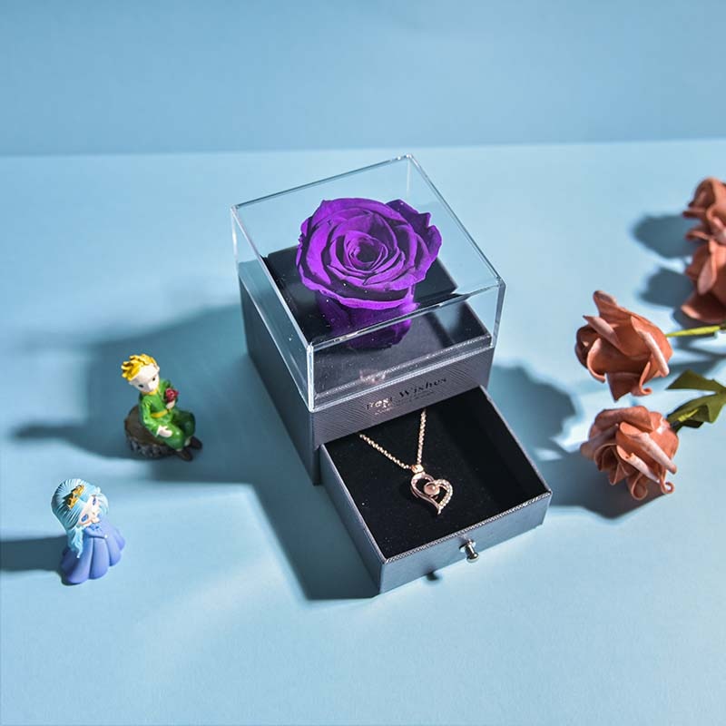 Brehn | Natürliche ewige Rose Halskette Schmuckbox