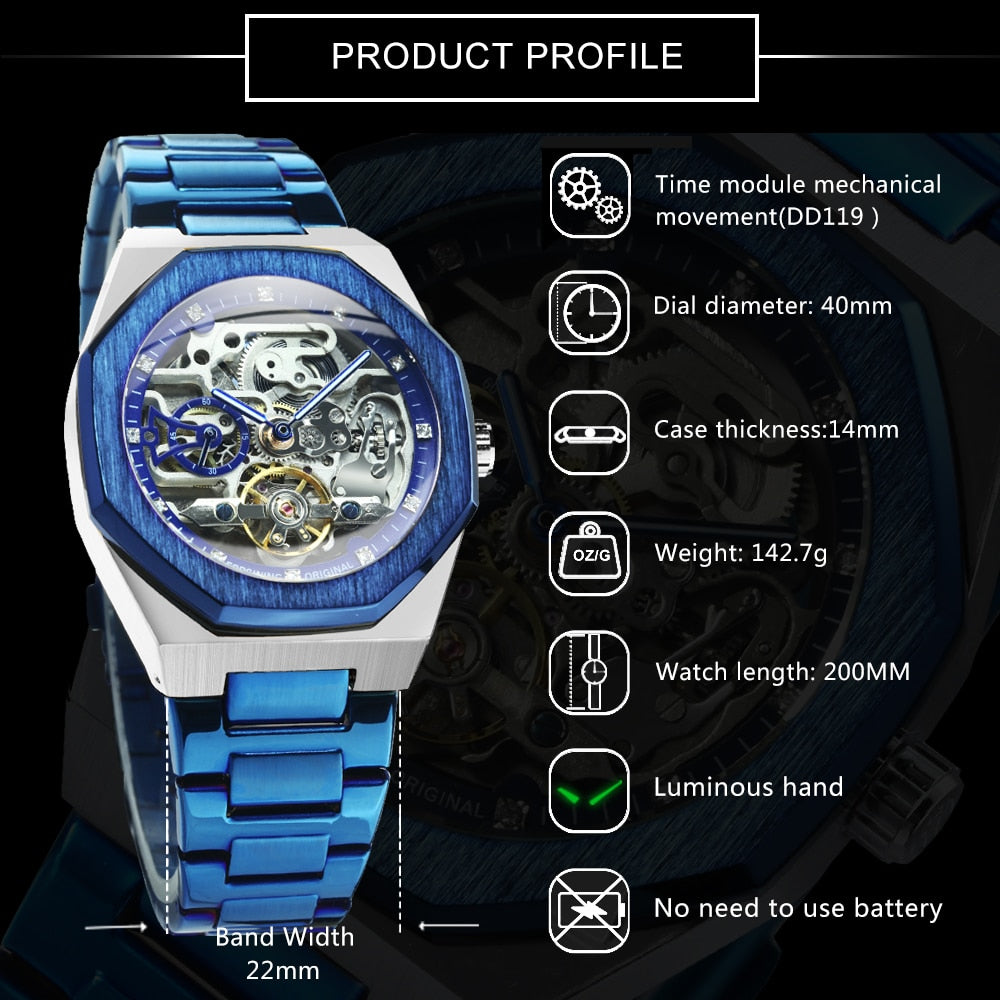 Brehn | Royale Skeleton Mechanische Herren Uhr