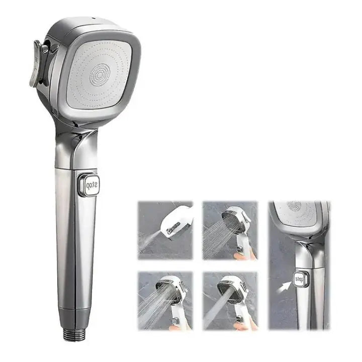 Handheld-Dusche mit 4 Sprühmodi & Stopp-Taste – Hoher Druck