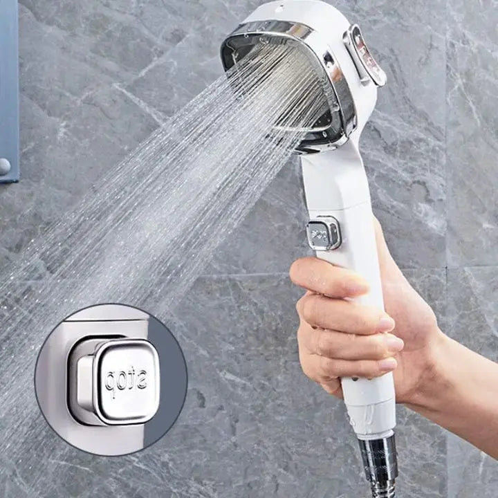 Handheld-Dusche mit 4 Sprühmodi & Stopp-Taste – Hoher Druck