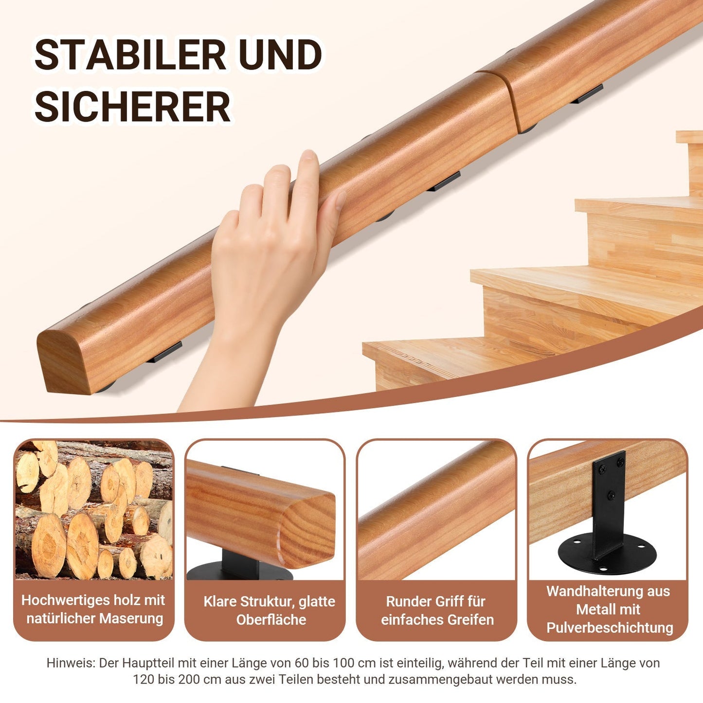 Handlauf Treppengeländer Kiefernholz Halbrunde Wood | Brehn