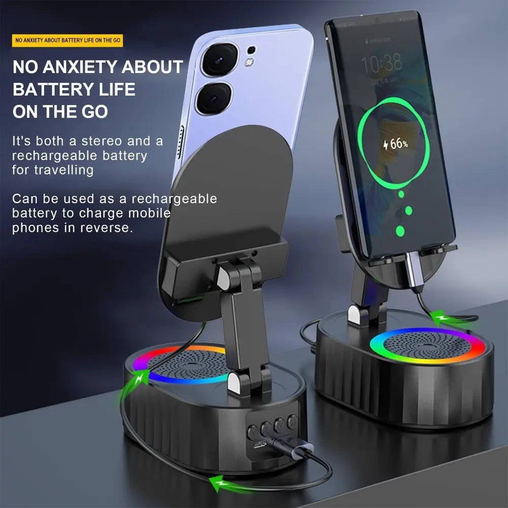 Handy-Ständer mit Induktionslautsprecher & Powerbank