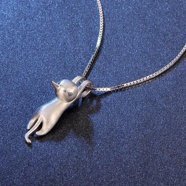 Hängende Katze 925 Silber Halskette | Brehn