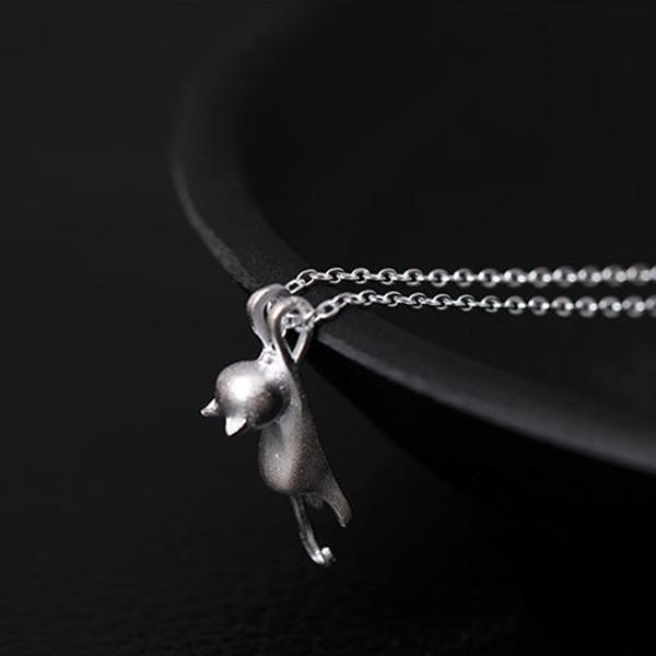 Hängende Katze 925 Silber Halskette | Brehn