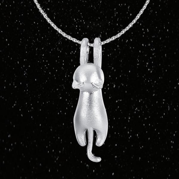 Hängende Katze 925 Silber Halskette | Brehn