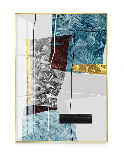 Abstrakte Minimalistische Blaue Nordische Eis Geometrische Wandkunst Fine Art Leinwanddrucke Poster Bilder Für Moderne Wohnung Wohnzimmer Kunst Dekor | Brehn