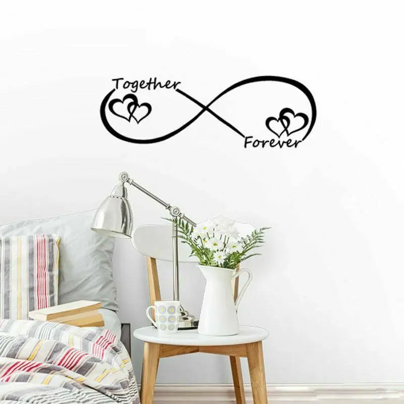 Zusammen Für Immer Unendlichkeit Liebe Herz Wandaufkleber Für Schlafzimmer Abnehmbar Abziehen und Aufkleben Vinyl Wandtattoo Für Kreative DIY Wohnkultur | Brehn