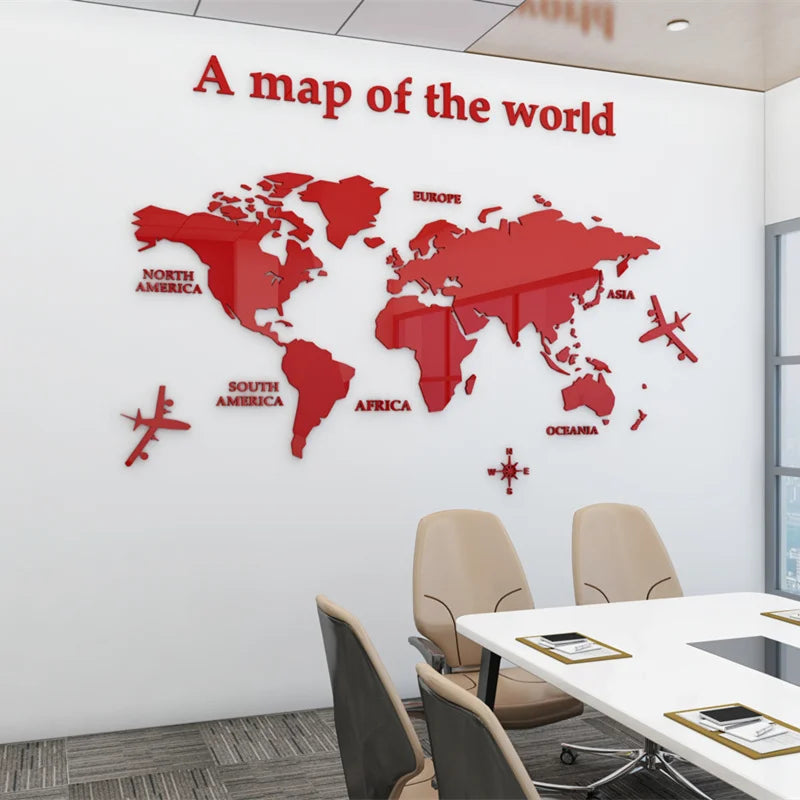 Weltkarte 3D Wandmural Kristallgespiegelte Acryl-Weltkarte Wandaufkleber für Büro Wohnzimmer Kinderzimmer kreative DIY Wohnkultur | Brehn