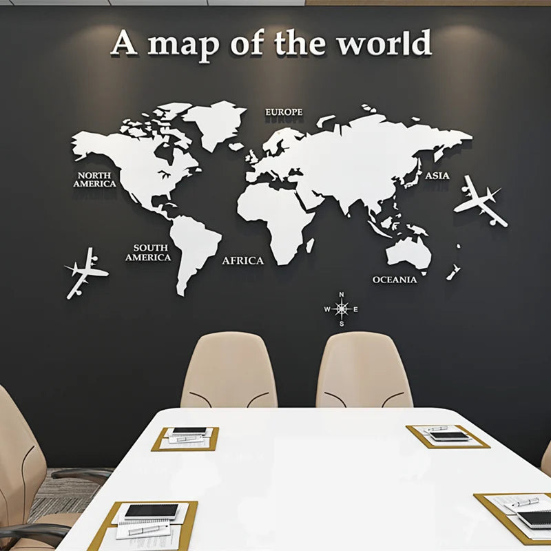Weltkarte 3D Wandmural Kristallgespiegelte Acryl-Weltkarte Wandaufkleber für Büro Wohnzimmer Kinderzimmer kreative DIY Wohnkultur | Brehn