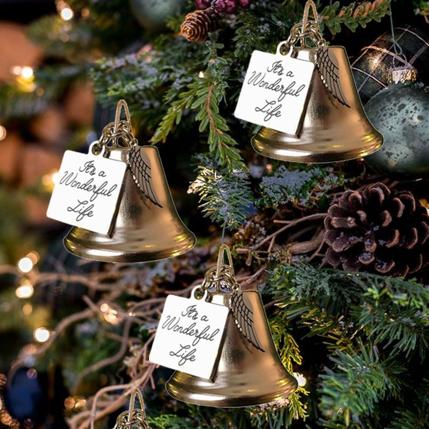 Brehn | 🎄Weihnachtsbaum-Memorial-Ornamente Engel Flügel Glocken Anhänger Hänge-Dekoration