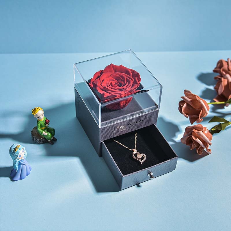 Brehn | Natürliche ewige Rose Halskette Schmuckbox