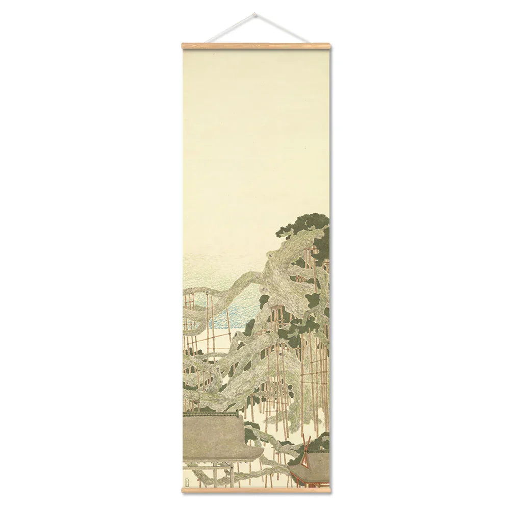 Japanische Ou-Mi Ukiyoe Scroll Druck Poster Landschaft Wandkunst Bilder Wohnzimmer Vintage Malerei Bauernhaus Wohnkultur