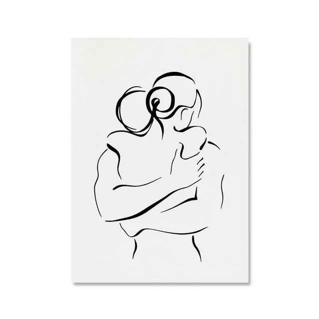 Romantische Liebhaber Minimalistische Figur Kunst Linienkunst Wandkunst Feine Kunst Leinwanddrucke Bilder Für Schlafzimmer Wohnzimmer Bürodekoration | Brehn
