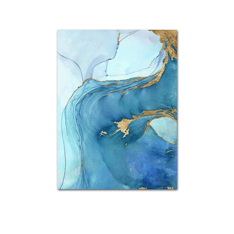 Blaue Aqua Azur Marmor Druck Wandkunst Feine Kunst Leinwanddrucke Abstrakte Bilder für modernes Wohnzimmer Hotelzimmer Heimbüro Dekor | Brehn