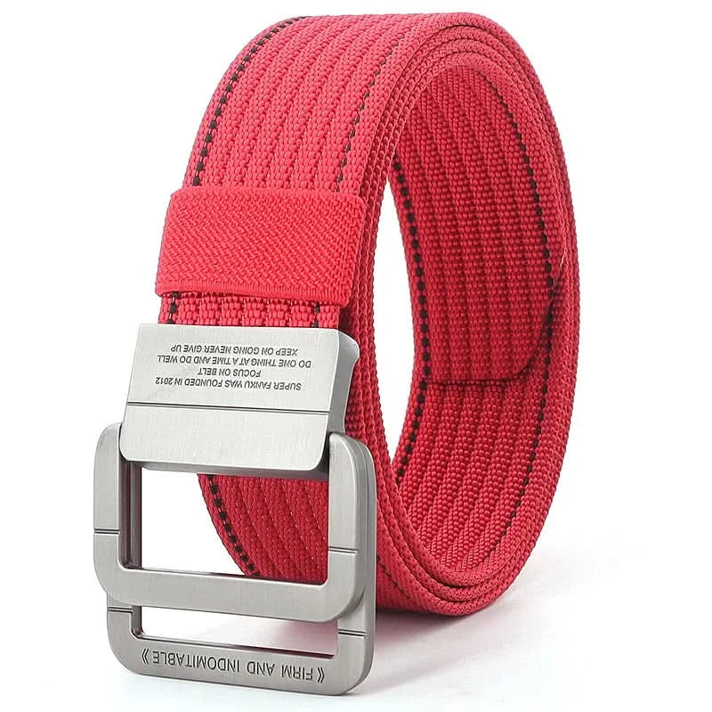 Unisex-Canvas-Gürtel – Doppelte Metallringschnalle, verstellbar