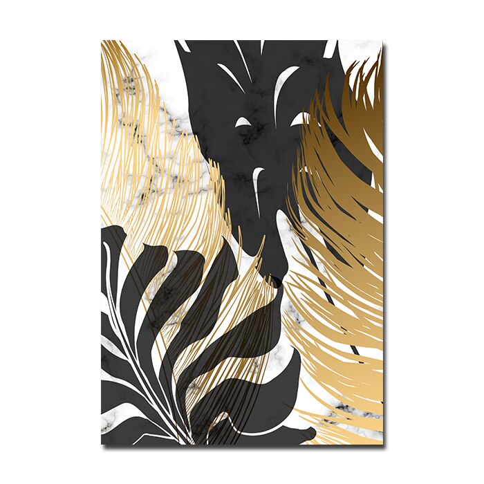 Nordic Tropical Gold Leaves Abstract Wall Art Posters Fine Art Canvas Prints Pictures Für Modern Apartment Wohnzimmer Dekor