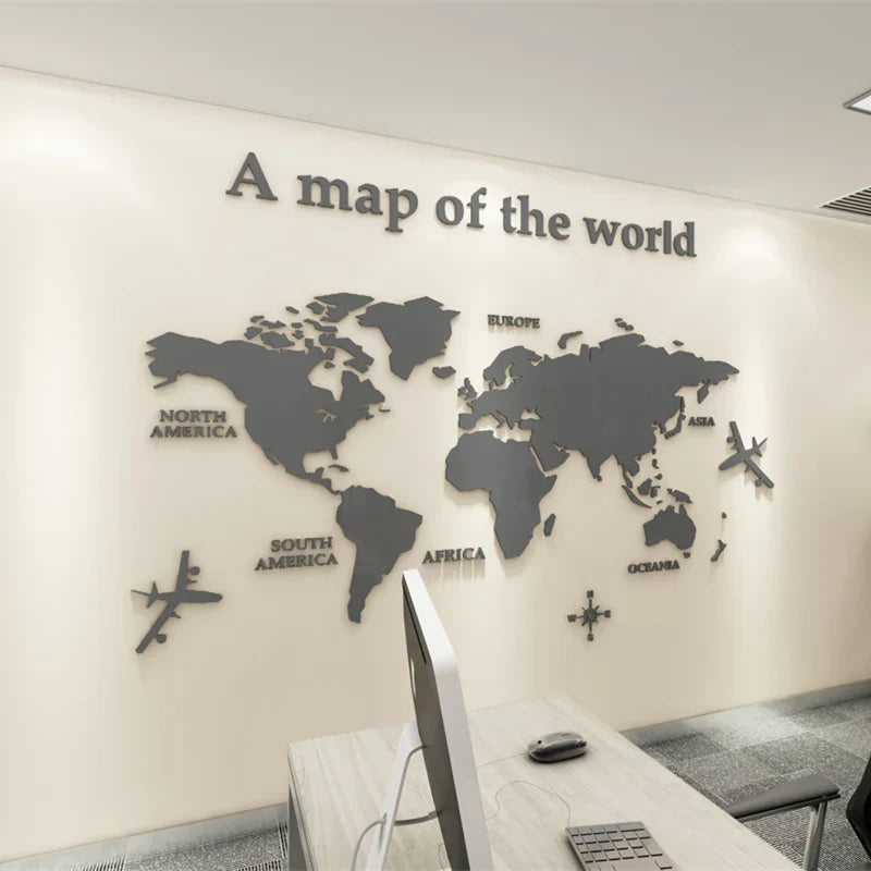 Weltkarte 3D Wandmural Kristallgespiegelte Acryl-Weltkarte Wandaufkleber für Büro Wohnzimmer Kinderzimmer kreative DIY Wohnkultur | Brehn