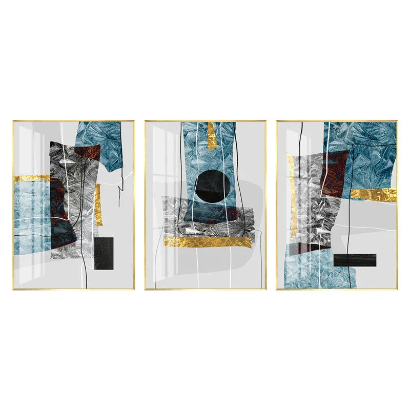 Abstrakte Minimalistische Blaue Nordische Eis Geometrische Wandkunst Fine Art Leinwanddrucke Poster Bilder Für Moderne Wohnung Wohnzimmer Kunst Dekor | Brehn
