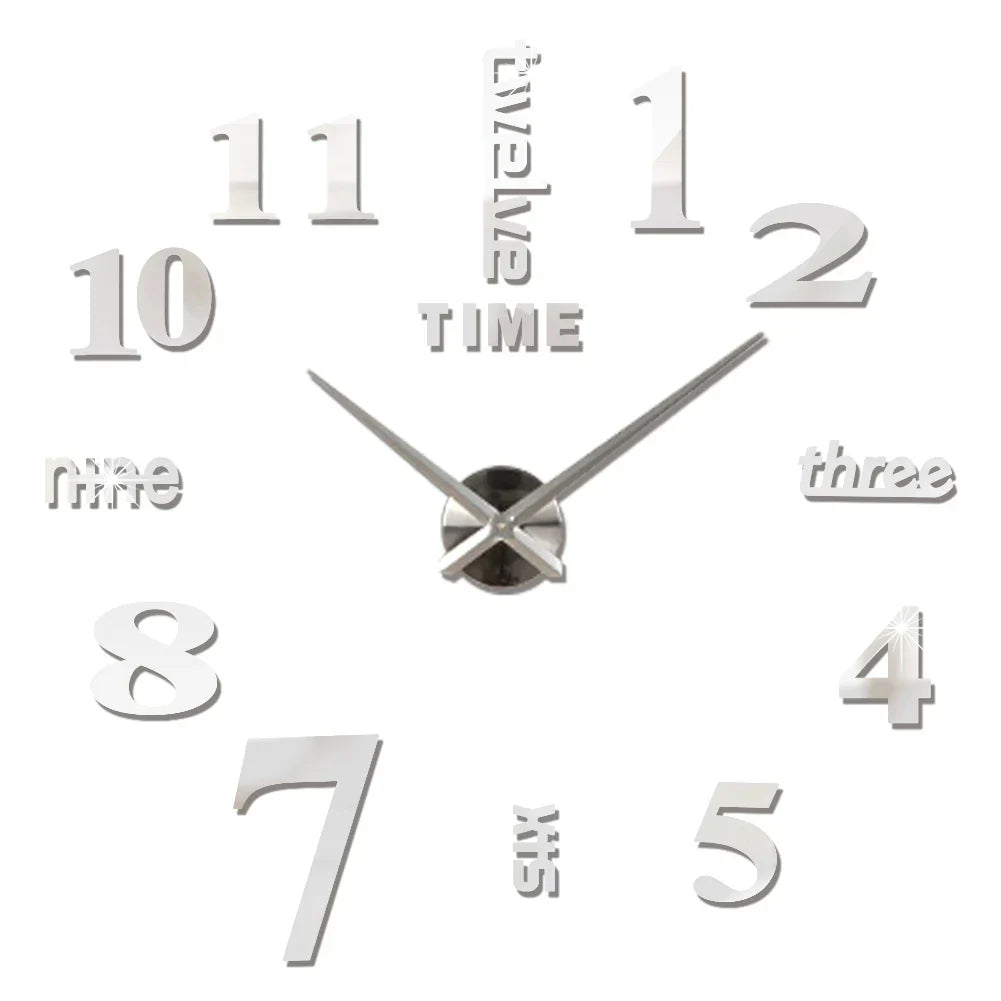 Große Wanduhr DIY 3D Selbstkleber Spiegel Acryl Wanduhr für Küche Esszimmer Wohnzimmer Kreative Wohnkultur | Brehn