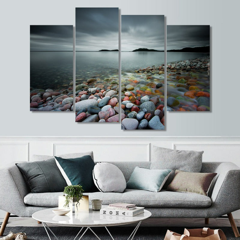 Abstract Moderne Meersteine Landschaft-Canvas Wandkunst Malerei 4 Teile