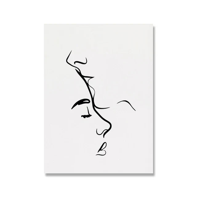 Romantische Liebhaber Minimalistische Figur Kunst Linienkunst Wandkunst Feine Kunst Leinwanddrucke Bilder Für Schlafzimmer Wohnzimmer Bürodekoration | Brehn