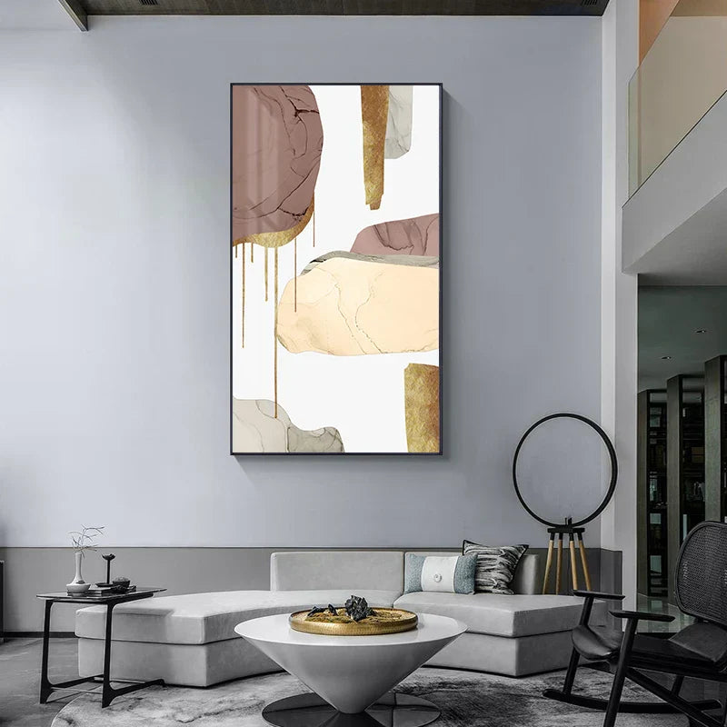 Neutrale Farben Mauve Beige Goldene abstrakte Wandkunst feine Kunst Leinwanddrucke Bilder für moderne Wohnung Wohnzimmer Luxusinteriors Kunst Dekor | Brehn