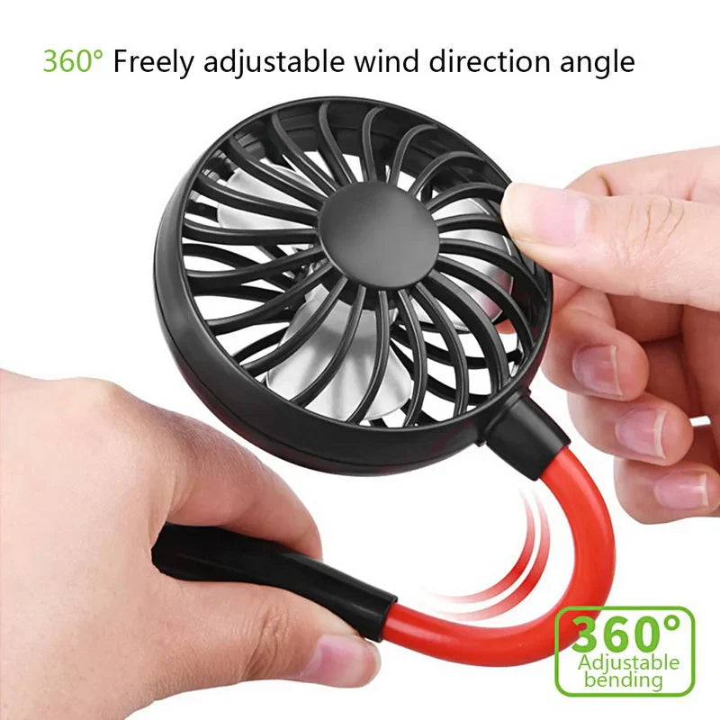 USB Tragbarer Freisprechhalsventilator - Wiederaufladbarer Mini-Sportventilator, 3-Geschwindigkeitsverstellbarer Dualventilator für Zuhause, Büro & Außeneinsatz | Brehn