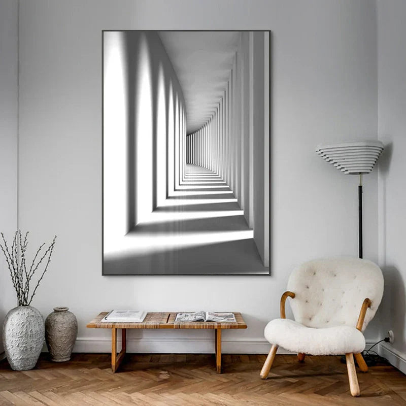 Minimalistische abstrakte architektonische Wandkunst feine Kunstleinwand Drucke Poster Bilder für moderne Apartment Wohnzimmer Büro Dekor | Brehn