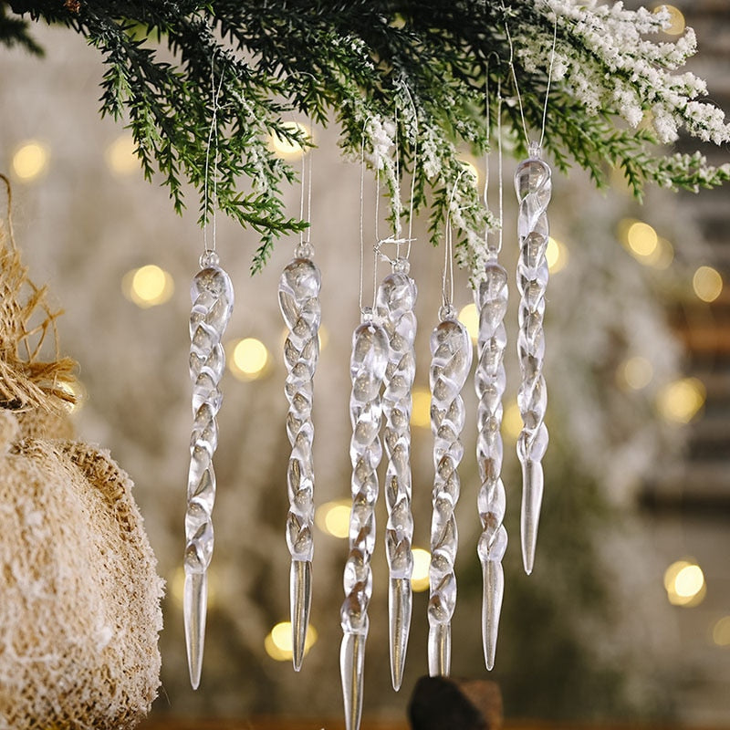 Brehn | 12 Stück Weihnachtsbaumdekoration Künstliche Eiszapfen
