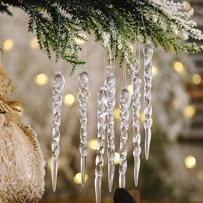 12 Stück Weihnachtsbaumdekoration Künstliche Eiszapfen | Brehn