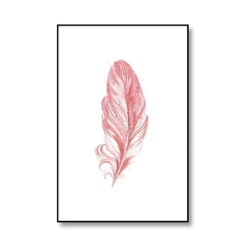 Blush Pink Love Feather Wandkunst Feine Kunst Leinwanddrucke Minimalistische Mode Bilder Für Wohnzimmer Mädchen Schlafzimmer Mode Kunst Dekor | Brehn