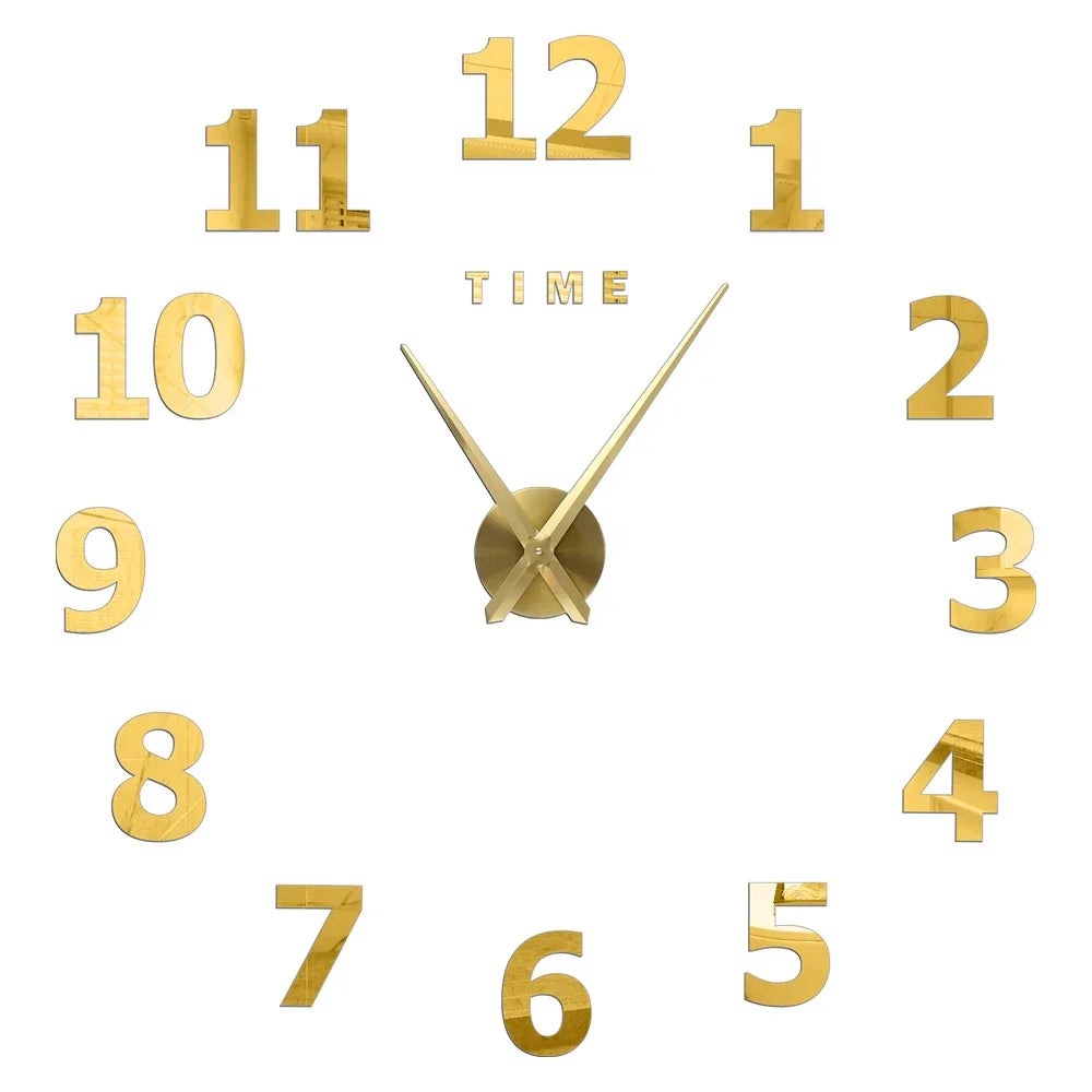 Große Wanduhr DIY 3D Selbstkleber Spiegel Acryl Wanduhr für Küche Esszimmer Wohnzimmer Kreative Wohnkultur | Brehn