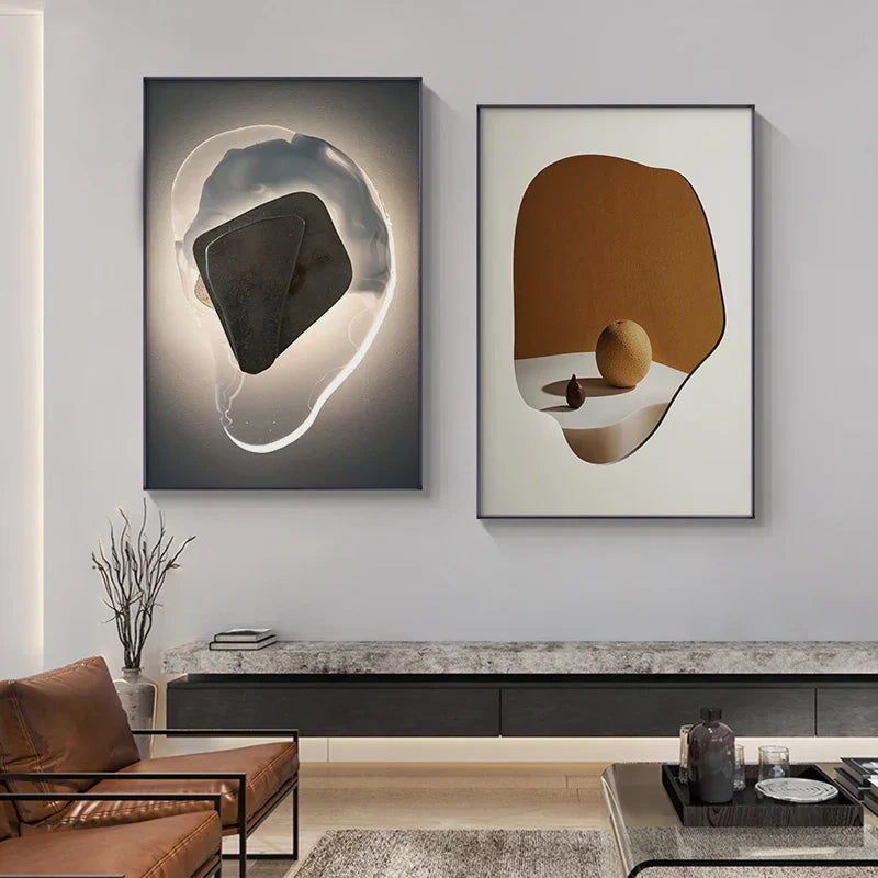 Moderne Ästhetik Abstracte Geometrie Wandkunst Feine Kunst Leinwanddrucke Bilder für luxuriöse Wohnung Wohnzimmer Esszimmer Eingang Foyer Kunst Dekor | Brehn