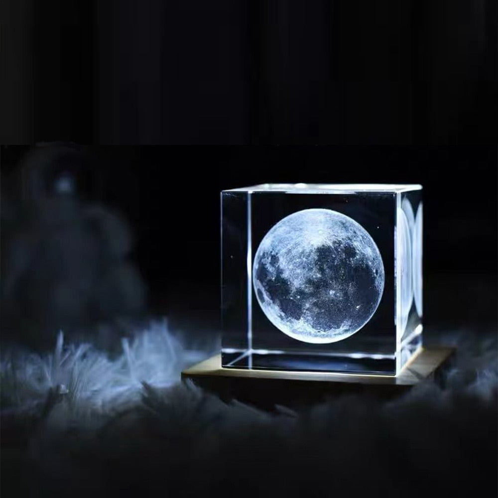 3D Kristallwürfel Mond Nachtlicht | Brehn