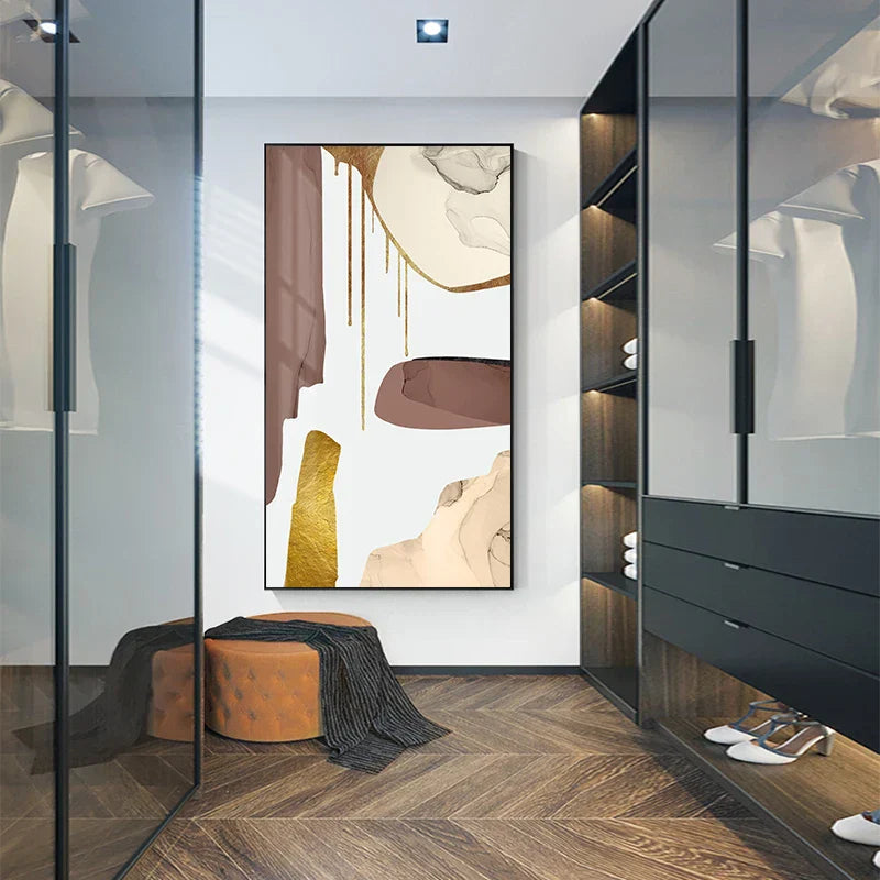 Neutrale Farben Mauve Beige Goldene abstrakte Wandkunst feine Kunst Leinwanddrucke Bilder für moderne Wohnung Wohnzimmer Luxusinteriors Kunst Dekor | Brehn