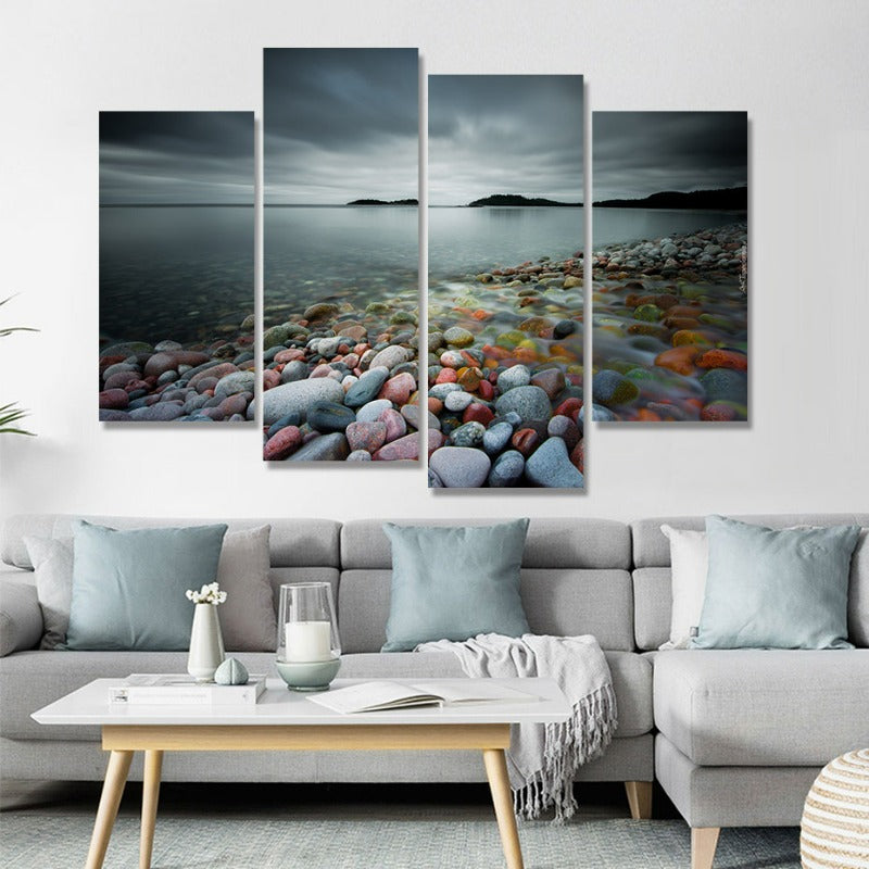Abstract Moderne Meersteine Landschaft-Canvas Wandkunst Malerei 4 Teile